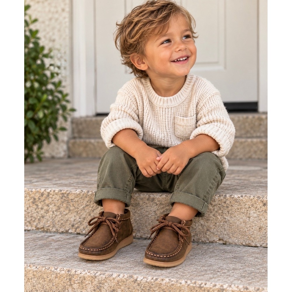 Clarks Originals Wallabee Kids 7.5C Brown Leather Unisex Moccasin Crepe Sole